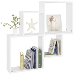 Estante de parede cúbica 80x15x78,5 cm deriv. de madeira branco