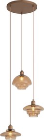 Candeeiro de Teto Retro Bronze Escuro com Vidros Âmbar 3 Luzes - Smokey