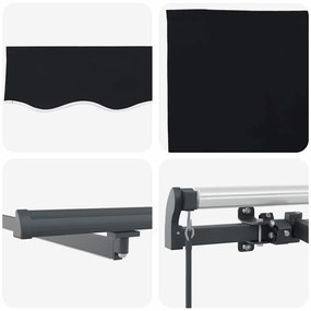 Toldo Retrátil Manual com LED Preto 450x300 cm