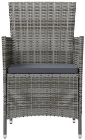 Conjunto jantar p/ exterior com almofadões 3 pcs vime cinzento