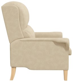 Poltrona Creme Creme Tecido e Madeira Padrão Ergonómica