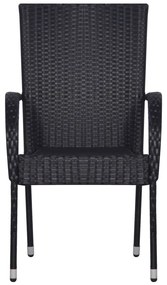 3 pcs conjunto de jantar para jardim preto