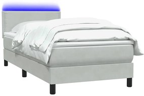 Cama com molas/colchão cinzento-claro 90x220 cm veludo