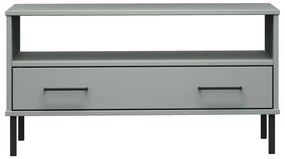 Mesa centro pernas de metal 85x50x45 madeira maciça OSLO cinza