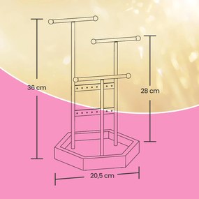 Porta-joias em metal e madeira 20,5 x 18 x 36 cm Branco