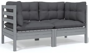5 pcs conjunto lounge de jardim c/ almofadões pinho maciço