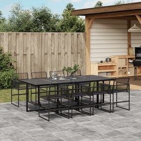 vidaXL 9 pcs conjunto de jantar para jardim vime PE preto