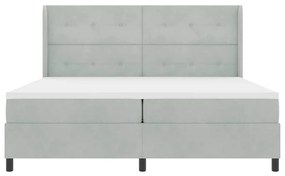 Cama Box com Colchão vidaXL Cinza Claro 200x200 cm Veludo