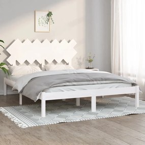 Estrutura de cama king 150x200 cm madeira maciça branco