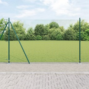 vidaXL Cerca de Arame Soldado com 13 Postes Flangados Verde 1,6x25 m Aço