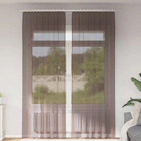 vidaXL Cortinas de voile com aba 2 pcs castanho