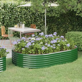 vidaXL Canteiro elevado jardim 214x140x36 cm aço galvanizado verde