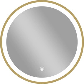 HOMCOM Espelho de banheiro com iluminação LED redondo 40 cm, espelho de parede iluminado com 3 temperaturas de cor, com brilho regulável, dourado | Aosom Portugal