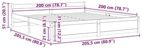 Estrutura de cama 200x200 cm madeira maciça castanho mel