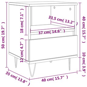 Mesa de cabeceira 40x35x50 cm derivados de madeira cinza sonoma