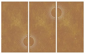 Decoração p/ muro de jardim 3pcs 105x55cm aço corten design sol