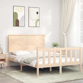Estrutura de cama com cabeceira 140x200 cm madeira maciça