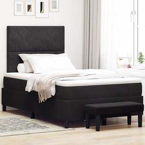 Cama box spring com colchão e banco preto 120x200 cm veludo
