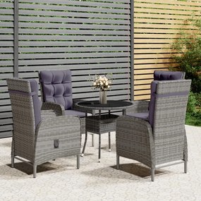 vidaXL 5 pcs conjunto de bistrô para jardim vime PE cinzento