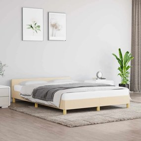 Estrutura de cama sem colchão 140x190 cm tecido cor creme