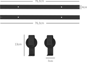 Ferragens para 2 portas de correr dobráveis 152,5 cm (PORTAS NÃO INCLUIDAS) - Kit de calhas para portas de celeiro de correr em aço Preto
