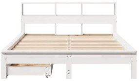 Cama com estante sem colchão 150x200 cm pinho maciço branco