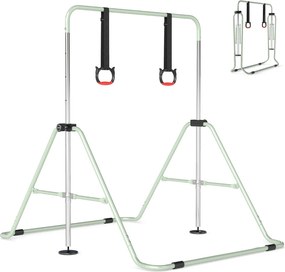 Barra de Ginástica para Crianças, 111,5 x 144,5 x 132 cm, Ajustável em 4 Níveis de Altura, Verde