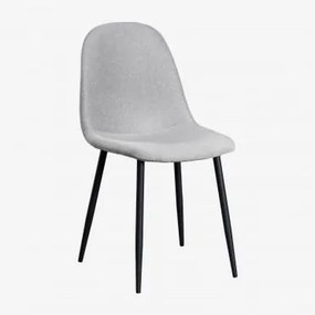 Cadeira De Jantar Estofada Glamm Preto & Linho Cinza Concreto - Sklum
