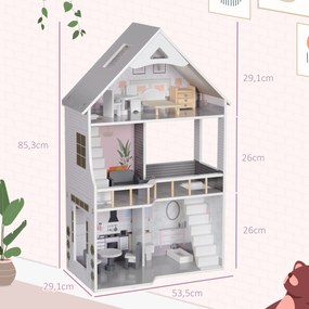AIYAPLAY Casa de Bonecas com Móveis e Acessórios Casa de Bonecas de Ma