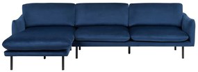 Sofá de canto em veludo azul à direita VINTERBRO Beliani