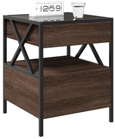 Mesa de cabeceira c/ LED Infinity 40x40x51 cm carvalho castanho