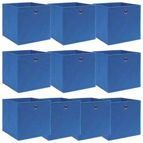 288339 vidaXL Caixas de arrumação 10 pcs 32x32x32 cm tecido azul