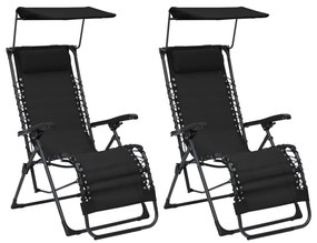 Cadeiras de pátio dobráveis 2 pcs textilene preto