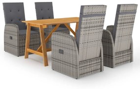 vidaXL 5 pcs conjunto de jantar para jardim cinzento