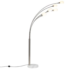 Candeeiro de pé design em aço 5 luzes - Sixties Marmo Moderno,Design