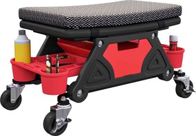 Banco de oficina móvel com capacidade para 135 kg, banco de mecânico com rodas e rotação de 360°, 64,5 x 33 x 35 cm, preto
