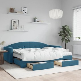 vidaXL Sofá-cama com gavetão e gavetas 80x200 cm veludo azul