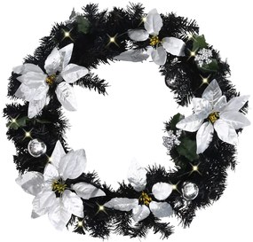 Grinalda de Natal com luzes LED 60 cm PVC preto