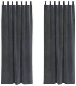 Cortinas Blackout vidaXL com Laços para Pendurar 2 pcs Veludo Cinza Cl