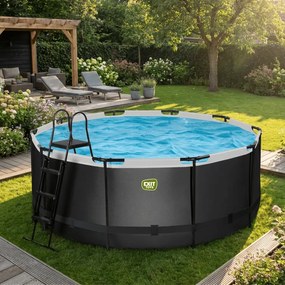 Piscina redonda Black Leather ø360x122cm com bomba de filtragem - preta