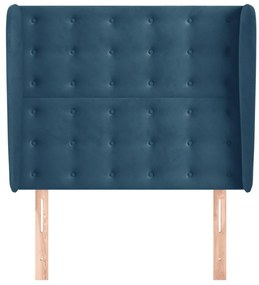 Cabeceira cama c/ abas veludo 83x23x118/128 cm azul-escuro