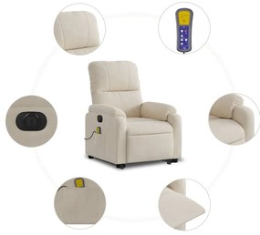Poltrona massagens elétrica elevatória tecido microfibra bege