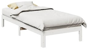 Estrutura de cama sem colchão 80x200 cm pinho maciço branco