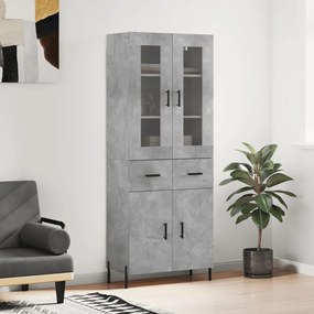 vidaXL Armário alto 69,5x34x180 cm derivados de madeira cinza cimento