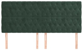 Cabeceira de cama 4 pcs veludo 100x7x78/88 cm verde-escuro