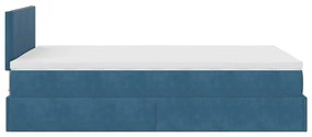 Estrutura de cama otomana colchão 120x200 cm veludo azul escuro