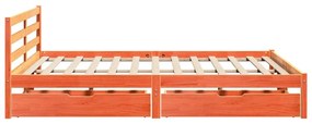 Cama sem colchão 200x200 cm pinho maciço castanho-mel
