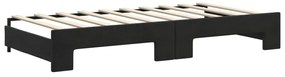 Sofá-cama com gavetão e colchões 90x190 cm veludo preto