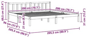 Estrutura de cama 200x200 cm pinho maciço branco