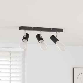 vidaXL Holofote de Teto 3 Vias Ajustável Preto E27